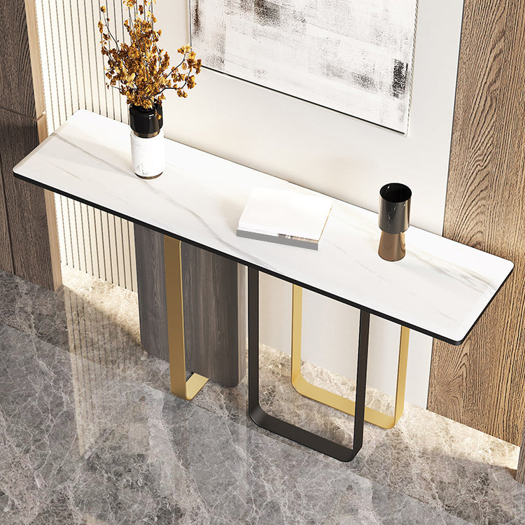 Tavolo della console glam tavolo accento in pietra rettangolo, largo 12 pollici