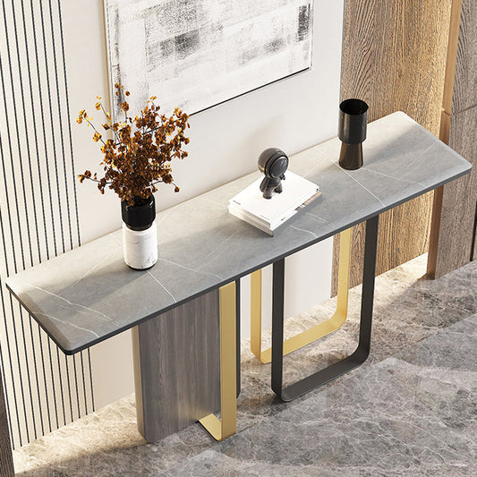 Glam Console Table Rectangle Stone Accent Table , 12 Inch Wide