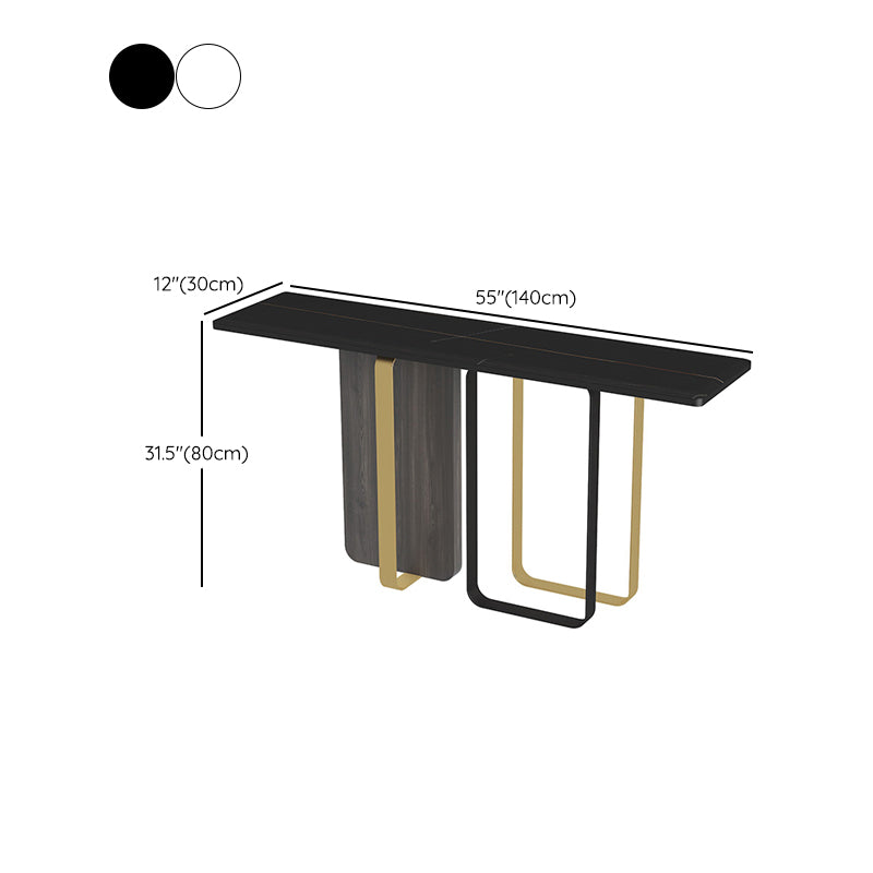 Tavolo della console glam tavolo accento in pietra rettangolo, largo 12 pollici