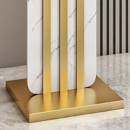 Glam Stone Rectangle Console Table 1-shelf End Table , 31.5" Tall