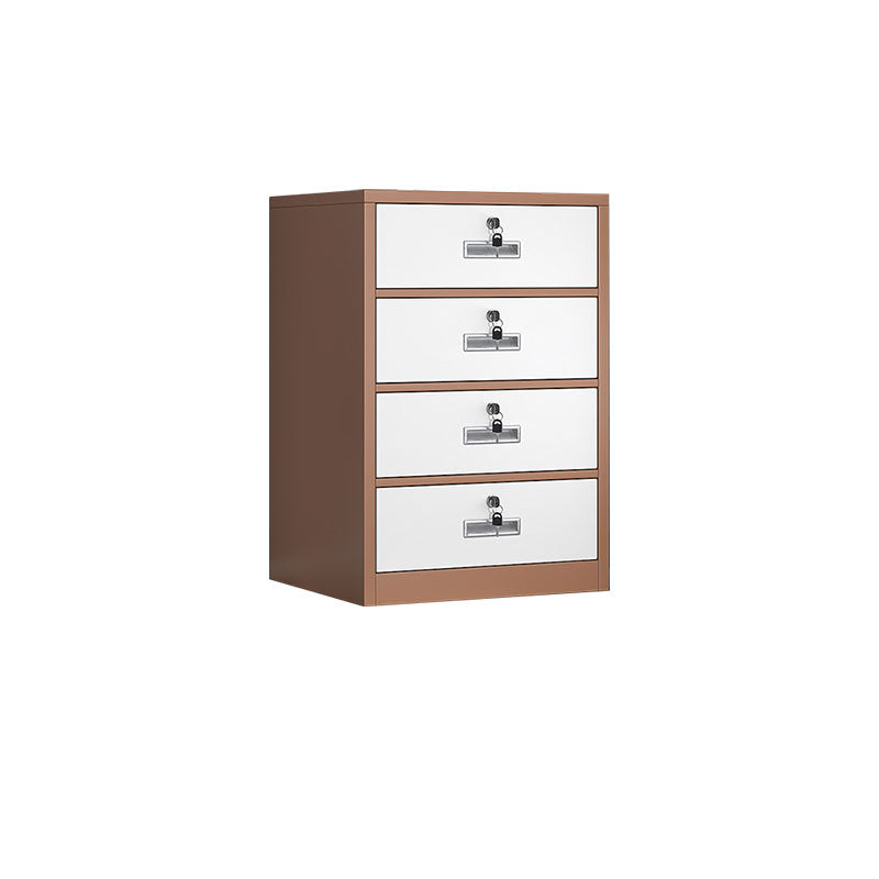 Industrial Metal Filing Cabinet Locking Drawers and Storage Cabinet White-Brown 4 Clearhalo 'Filing Cabinets' 'filling_cabinets' 'furn' 'furn_filling_cabinets' 'Furniture' 'Office Furniture' 7305254