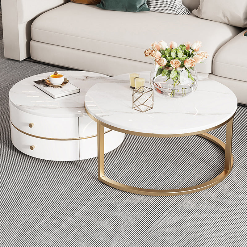 Modern Coffee Table Frame 2 Piece Nesting Tables with Golden Legs Clearhalo 'Coffee & Accent Tables' 'Coffee Tables' 'coffee_tables' 'furn' 'furn_coffee_tables' 'Furniture' 'Living Room Furniture' 7305582