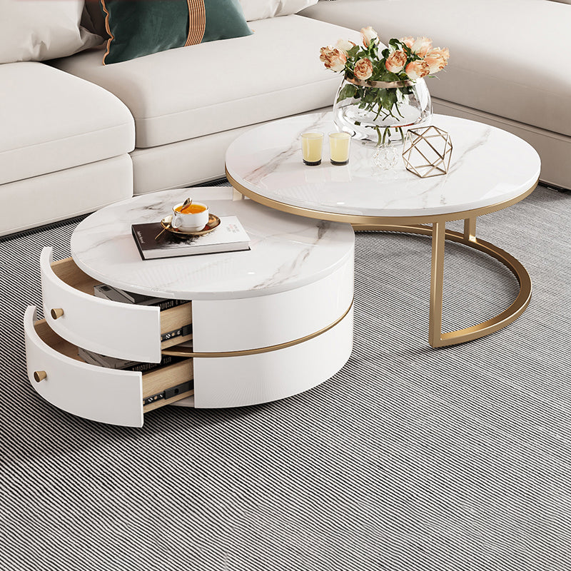 Modern Coffee Table Frame 2 Piece Nesting Tables with Golden Legs Clearhalo 'Coffee & Accent Tables' 'Coffee Tables' 'coffee_tables' 'furn' 'furn_coffee_tables' 'Furniture' 'Living Room Furniture' 7305585