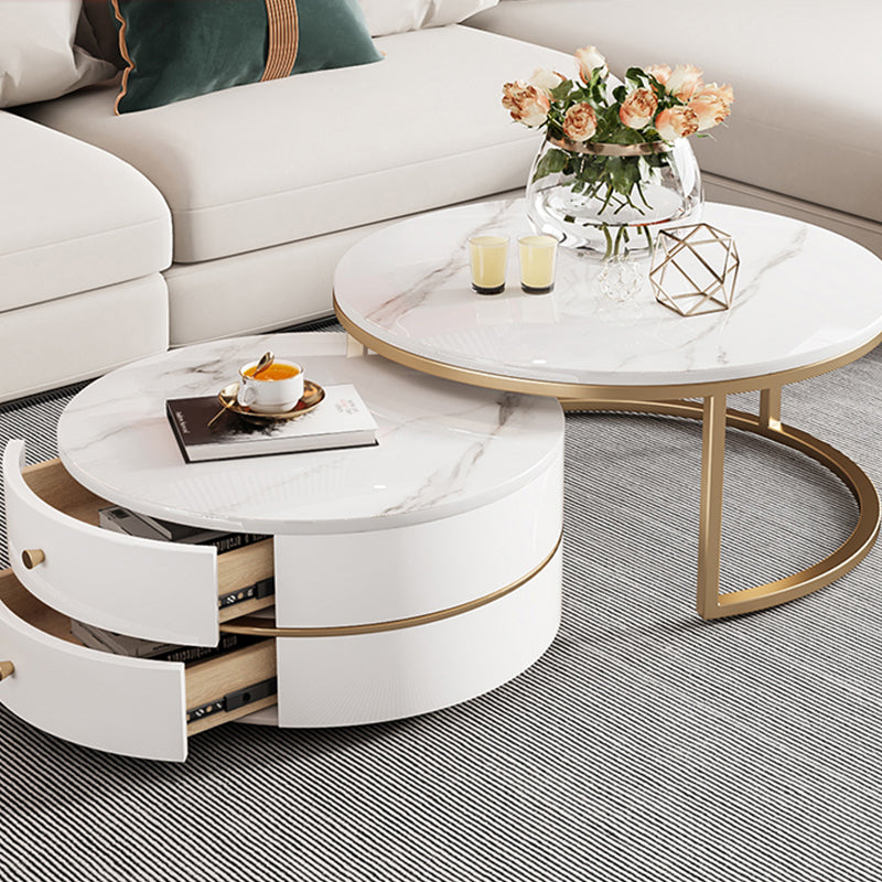 Modern Coffee Table Frame 2 Piece Nesting Tables with Golden Legs Clearhalo 'Coffee & Accent Tables' 'Coffee Tables' 'coffee_tables' 'furn' 'furn_coffee_tables' 'Furniture' 'Living Room Furniture' 7305591