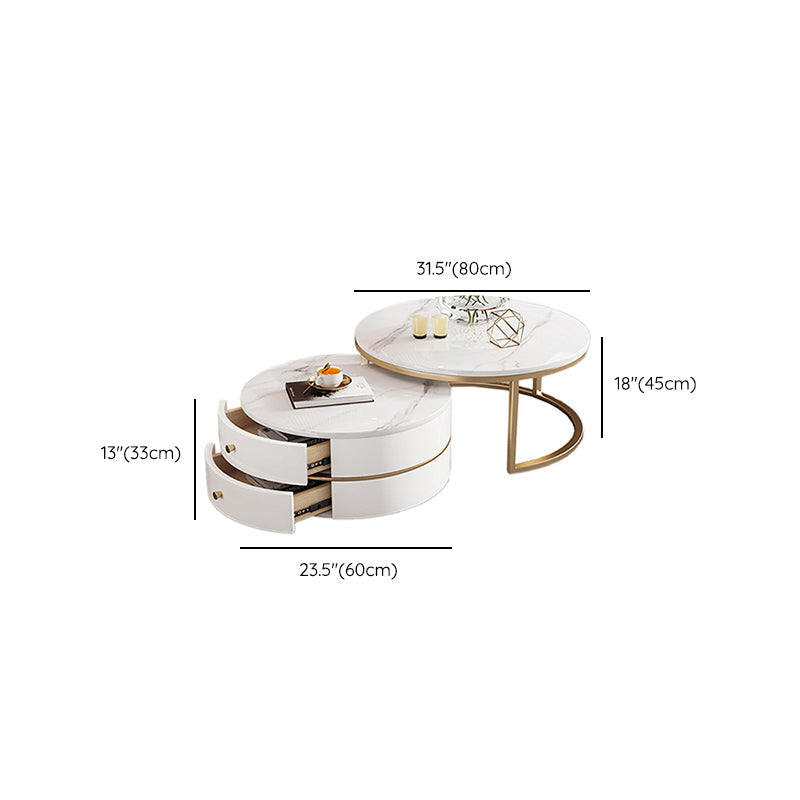 Modern Coffee Table Frame 2 Piece Nesting Tables with Golden Legs Clearhalo 'Coffee & Accent Tables' 'Coffee Tables' 'coffee_tables' 'furn' 'furn_coffee_tables' 'Furniture' 'Living Room Furniture' 7305595