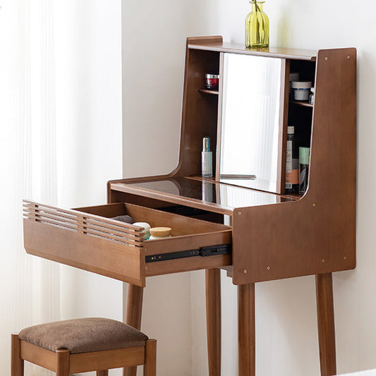 Modern Drawer Dressing Table Solid Wood Dresser Mirrored Vanity in Brone Clearhalo 'Bedroom Furniture' 'furn' 'furn_makeup_vanities' 'Furniture' 'Makeup Vanities' 'makeup_vanities' 7305649