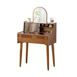 Modern Drawer Dressing Table Solid Wood Dresser Mirrored Vanity in Brone Clearhalo 'Bedroom Furniture' 'furn' 'furn_makeup_vanities' 'Furniture' 'Makeup Vanities' 'makeup_vanities' 7305652
