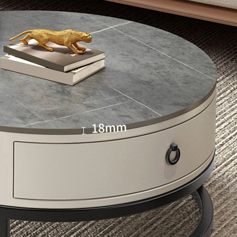 Table basse ronde avec plateau en verre, ensemble de 2 tables basses gigognes avec rangement