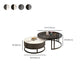 Table basse ronde avec plateau en verre, ensemble de 2 tables basses gigognes avec rangement