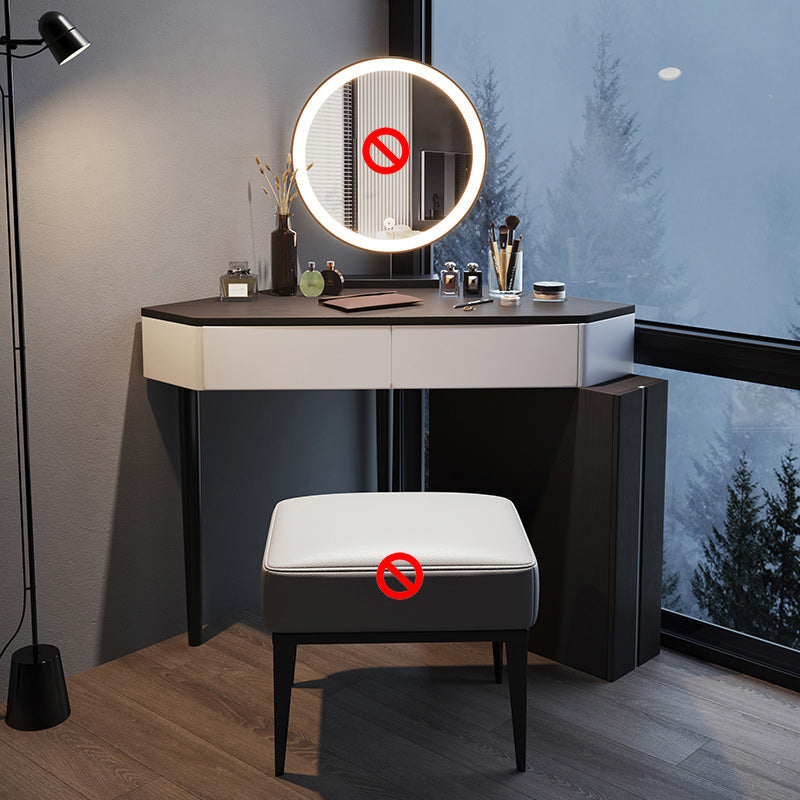 Modern Make-up Vanity with 3 Drawers in Black Solid Wood Vanity Desk Makeup Vanity Not Available Clearhalo 'Bedroom Furniture' 'furn' 'furn_makeup_vanities' 'Furniture' 'Makeup Vanities' 'makeup_vanities' 7305679