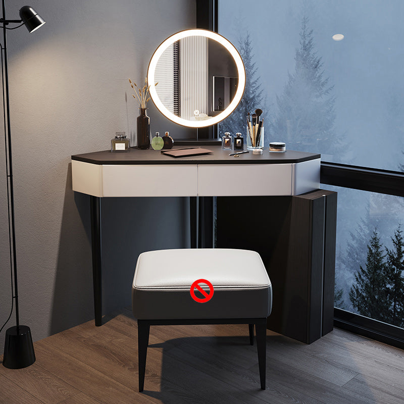 Modern Make-up Vanity with 3 Drawers in Black Solid Wood Vanity Desk Makeup Vanity & Mirror Yes Clearhalo 'Bedroom Furniture' 'furn' 'furn_makeup_vanities' 'Furniture' 'Makeup Vanities' 'makeup_vanities' 7305680