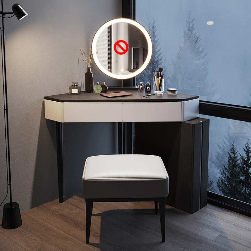 Modern Make-up Vanity with 3 Drawers in Black Solid Wood Vanity Desk Makeup Vanity & Stools Not Available Clearhalo 'Bedroom Furniture' 'furn' 'furn_makeup_vanities' 'Furniture' 'Makeup Vanities' 'makeup_vanities' 7305682