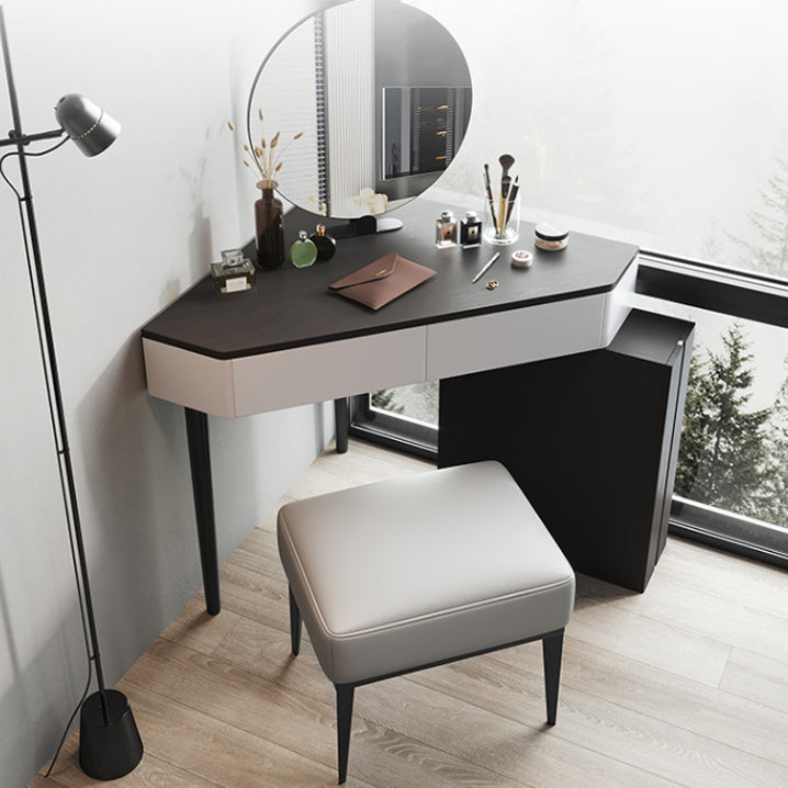 Modern Make-up Vanity with 3 Drawers in Black Solid Wood Vanity Desk Clearhalo 'Bedroom Furniture' 'furn' 'furn_makeup_vanities' 'Furniture' 'Makeup Vanities' 'makeup_vanities' 7305685