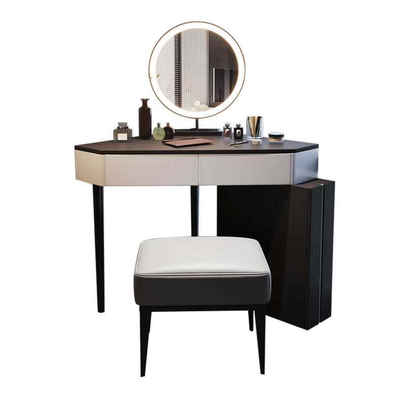 Modern Make-up Vanity with 3 Drawers in Black Solid Wood Vanity Desk Clearhalo 'Bedroom Furniture' 'furn' 'furn_makeup_vanities' 'Furniture' 'Makeup Vanities' 'makeup_vanities' 7305686