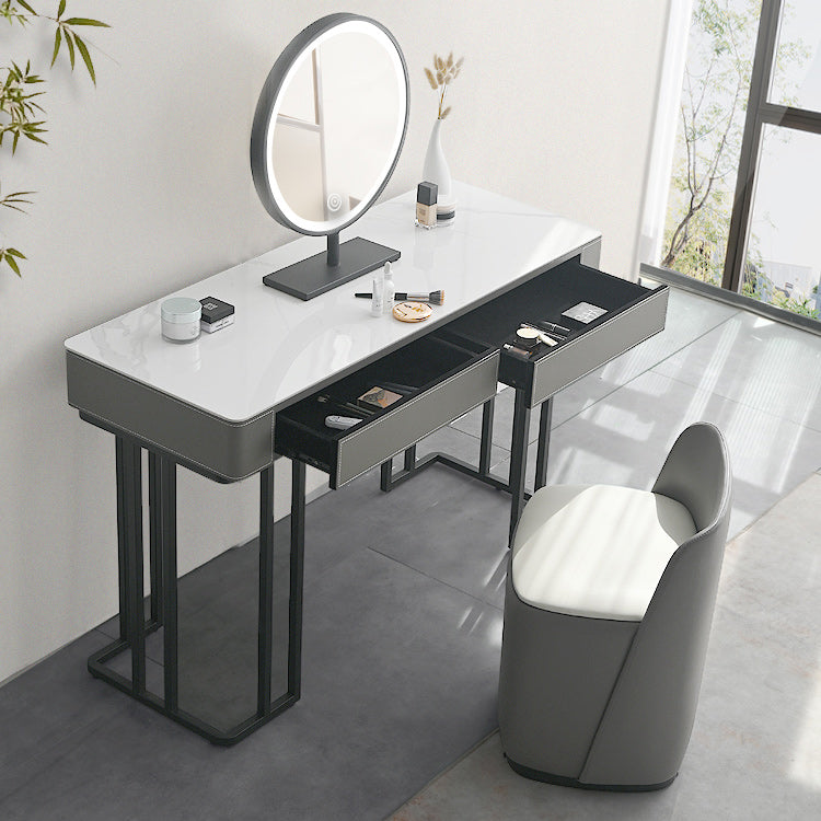 Tavolo da trucco top moderno in pietra con 2 cassetti per la camera da letto