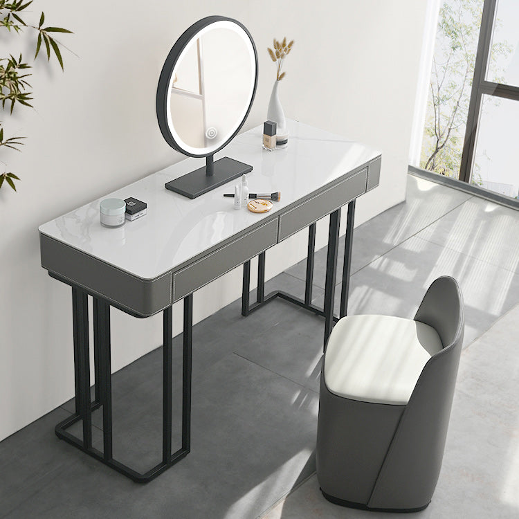 Tavolo da trucco top moderno in pietra con 2 cassetti per la camera da letto