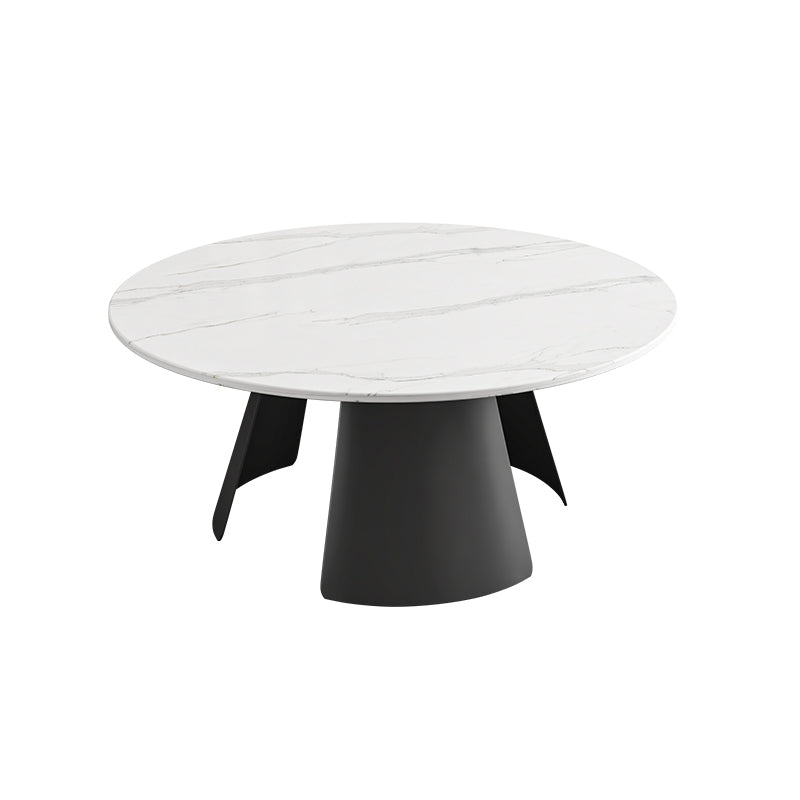 White Round Coffee Table Slate Coffee Table Set with Black Legs 35.5"L x 35.5"W x 16"H Clearhalo 'Coffee & Accent Tables' 'Coffee Tables' 'coffee_tables' 'furn' 'furn_coffee_tables' 'Furniture' 'Living Room Furniture' 7305748