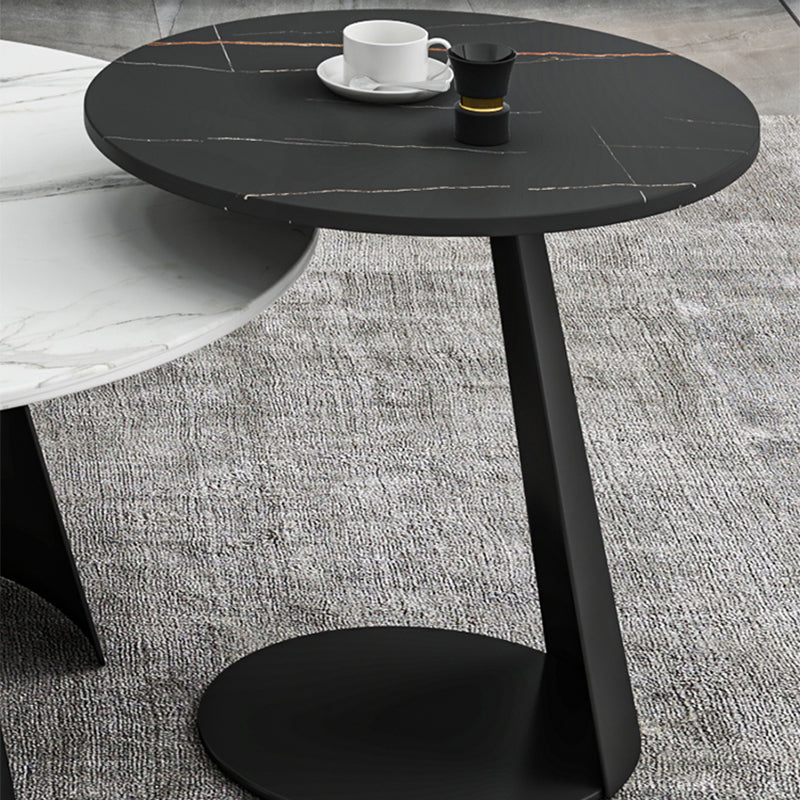 White Round Coffee Table Slate Coffee Table Set with Black Legs Clearhalo 'Coffee & Accent Tables' 'Coffee Tables' 'coffee_tables' 'furn' 'furn_coffee_tables' 'Furniture' 'Living Room Furniture' 7305754