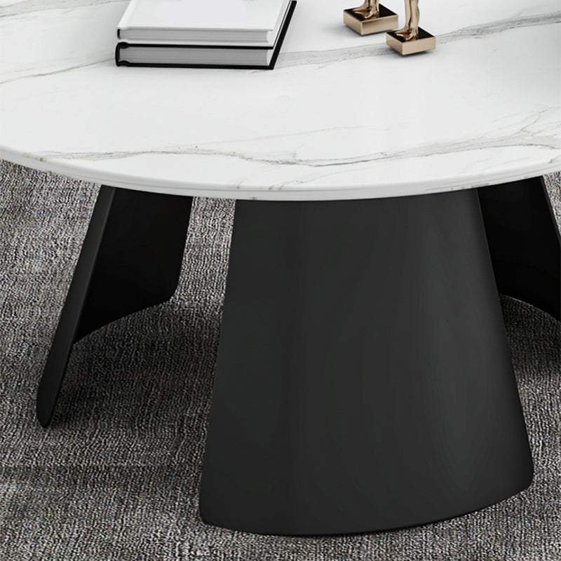 White Round Coffee Table Slate Coffee Table Set with Black Legs Clearhalo 'Coffee & Accent Tables' 'Coffee Tables' 'coffee_tables' 'furn' 'furn_coffee_tables' 'Furniture' 'Living Room Furniture' 7305757