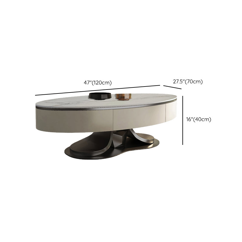 Oval White Coffee Table Slate Coffee Table with Storage Drawers Clearhalo 'Coffee & Accent Tables' 'Coffee Tables' 'coffee_tables' 'furn' 'furn_coffee_tables' 'Furniture' 'Living Room Furniture' 7305775