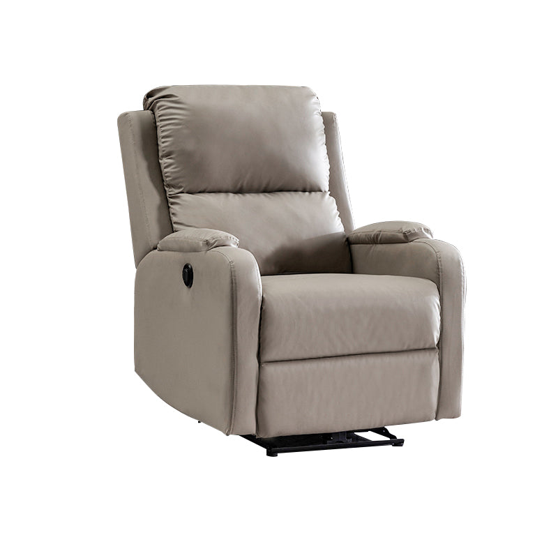 Manial-Push Back Standard Recliner Solid Color Faux Leather Recliner Chair Gray Clearhalo 'Chairs & Seating' 'furn' 'furn_recliners' 'Furniture' 'Living Room Furniture' 'Recliners' 7305795