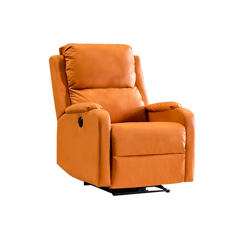 Manial-Push Back Standard Recliner Solid Color Faux Leather Recliner Chair Orange Clearhalo 'Chairs & Seating' 'furn' 'furn_recliners' 'Furniture' 'Living Room Furniture' 'Recliners' 7305798