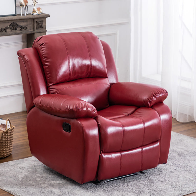 Traditional Standard Recliner Metal Indoor Swiveling Manual-Push Botton Respiratory Skin Red Clearhalo 'Chairs & Seating' 'furn' 'furn_recliners' 'Furniture' 'Living Room Furniture' 'Recliners' 7305808