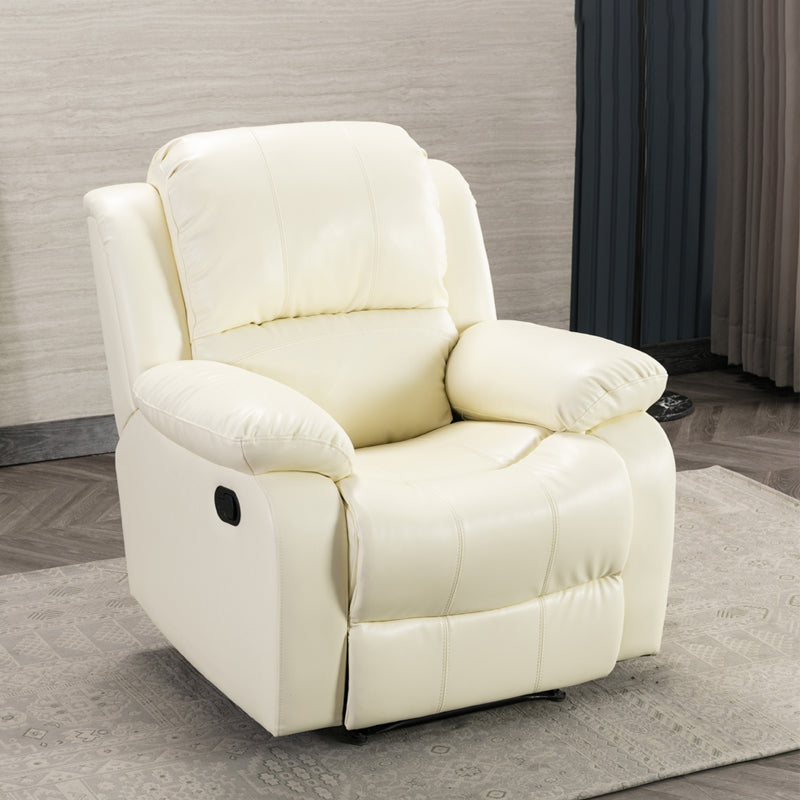 Traditional Standard Recliner Metal Indoor Swiveling Manual-Push Botton Respiratory Skin Beige Clearhalo 'Chairs & Seating' 'furn' 'furn_recliners' 'Furniture' 'Living Room Furniture' 'Recliners' 7305809
