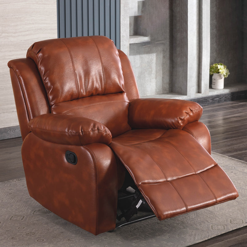 Traditional Standard Recliner Metal Indoor Swiveling Manual-Push Botton Respiratory Skin Yellow Clearhalo 'Chairs & Seating' 'furn' 'furn_recliners' 'Furniture' 'Living Room Furniture' 'Recliners' 7305811