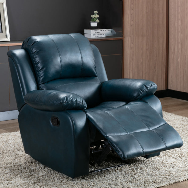 Traditional Standard Recliner Metal Indoor Swiveling Manual-Push Botton Respiratory Skin Blue Clearhalo 'Chairs & Seating' 'furn' 'furn_recliners' 'Furniture' 'Living Room Furniture' 'Recliners' 7305812