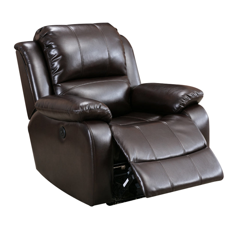 Traditional Standard Recliner Metal Indoor Swiveling Manual-Push Botton Respiratory Skin Dark Brown Clearhalo 'Chairs & Seating' 'furn' 'furn_recliners' 'Furniture' 'Living Room Furniture' 'Recliners' 7305814