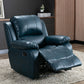 Traditional Standard Recliner Metal Indoor Swiveling Manual-Push Botton Respiratory Skin Dark Blue Clearhalo 'Chairs & Seating' 'furn' 'furn_recliners' 'Furniture' 'Living Room Furniture' 'Recliners' 7305820