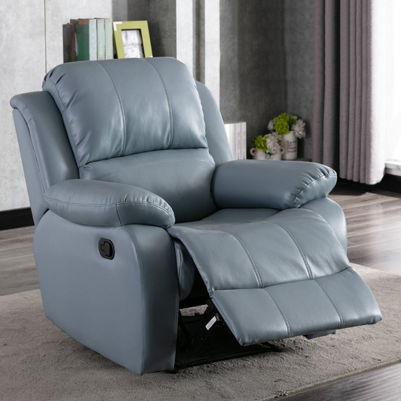 Traditional Standard Recliner Metal Indoor Swiveling Manual-Push Botton Respiratory Skin Light Blue Clearhalo 'Chairs & Seating' 'furn' 'furn_recliners' 'Furniture' 'Living Room Furniture' 'Recliners' 7305821