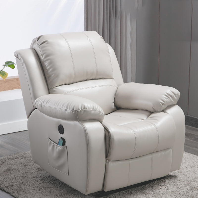 Traditional Standard Recliner Metal Indoor Swiveling Manual-Push Botton Respiratory Skin Griege Clearhalo 'Chairs & Seating' 'furn' 'furn_recliners' 'Furniture' 'Living Room Furniture' 'Recliners' 7305825