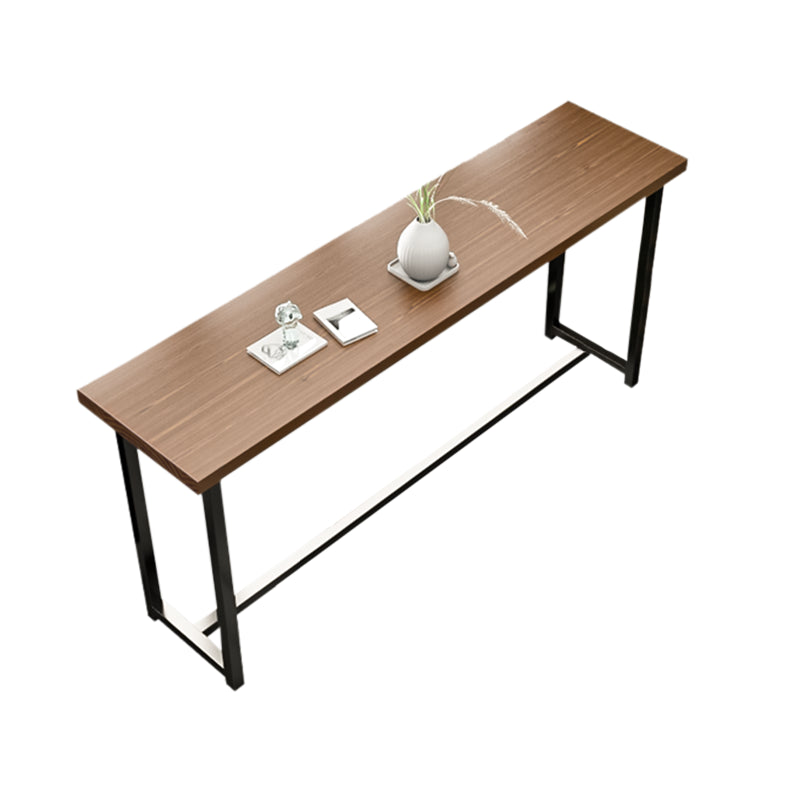 Juego de mesa de bar rectangular industrial, mesa de bar y taburetes de metal y madera maciza, 1/4 Uds.