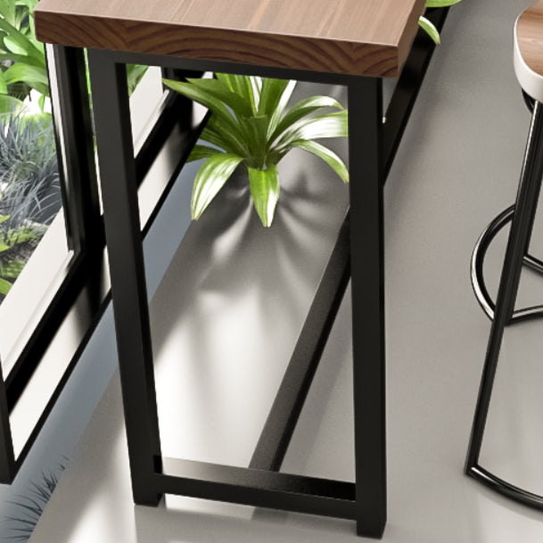 Juego de mesa de bar rectangular industrial, mesa de bar y taburetes de metal y madera maciza, 1/4 Uds.