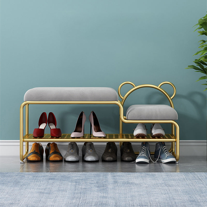 Modern Entryway Bench Cushioned Metal Seating Bench , 12.5 Inch W 39"L x 13"W x 18"H Gray Gold Clearhalo 'Benches' 'Chairs & Seating' 'furn' 'furn_benches' 'Furniture' 'Living Room Furniture' 7306976
