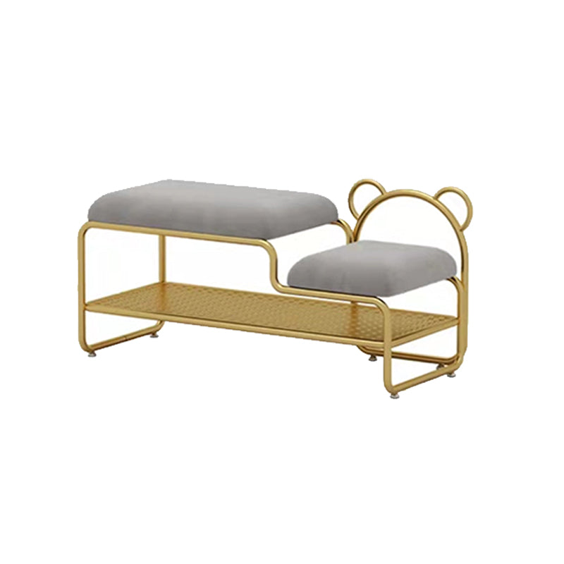 Modern Entryway Bench Cushioned Metal Seating Bench , 12.5 Inch W Gray Gold Clearhalo 'Benches' 'Chairs & Seating' 'furn' 'furn_benches' 'Furniture' 'Living Room Furniture' 7306977