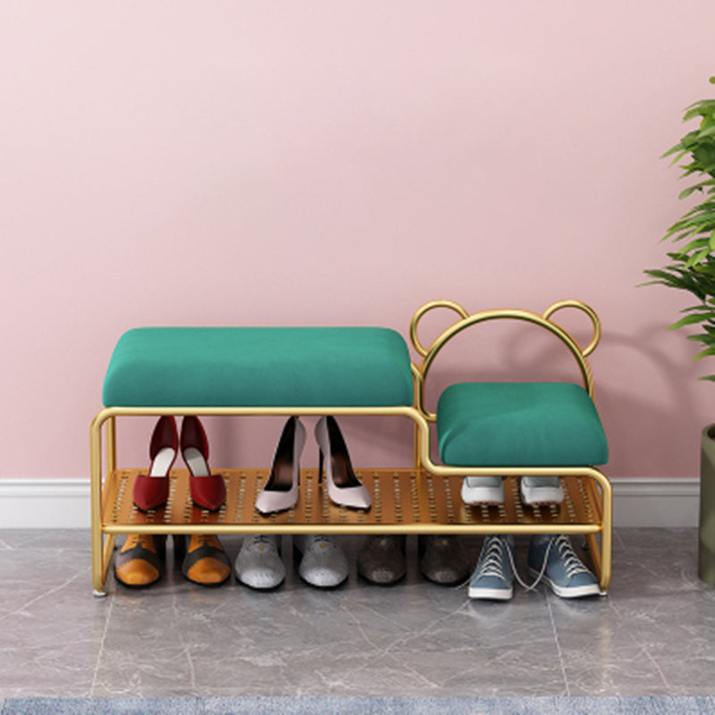 Modern Entryway Bench Cushioned Metal Seating Bench , 12.5 Inch W 39"L x 13"W x 18"H Green Gold Clearhalo 'Benches' 'Chairs & Seating' 'furn' 'furn_benches' 'Furniture' 'Living Room Furniture' 7306978