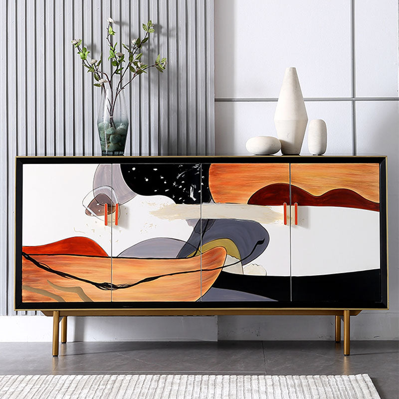 Gabinetes de Glamam Buffet Stand Oak Acabado de acabado con puertas