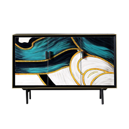 Gabinetes de Glamam Buffet Stand Oak Acabado de acabado con puertas