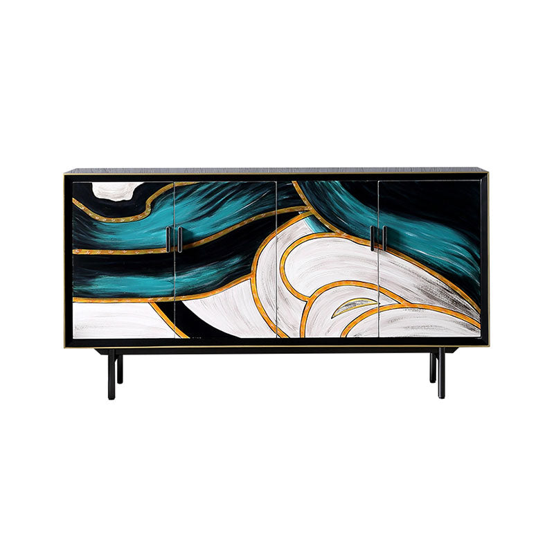 Gabinetes de Glamam Buffet Stand Oak Acabado de acabado con puertas