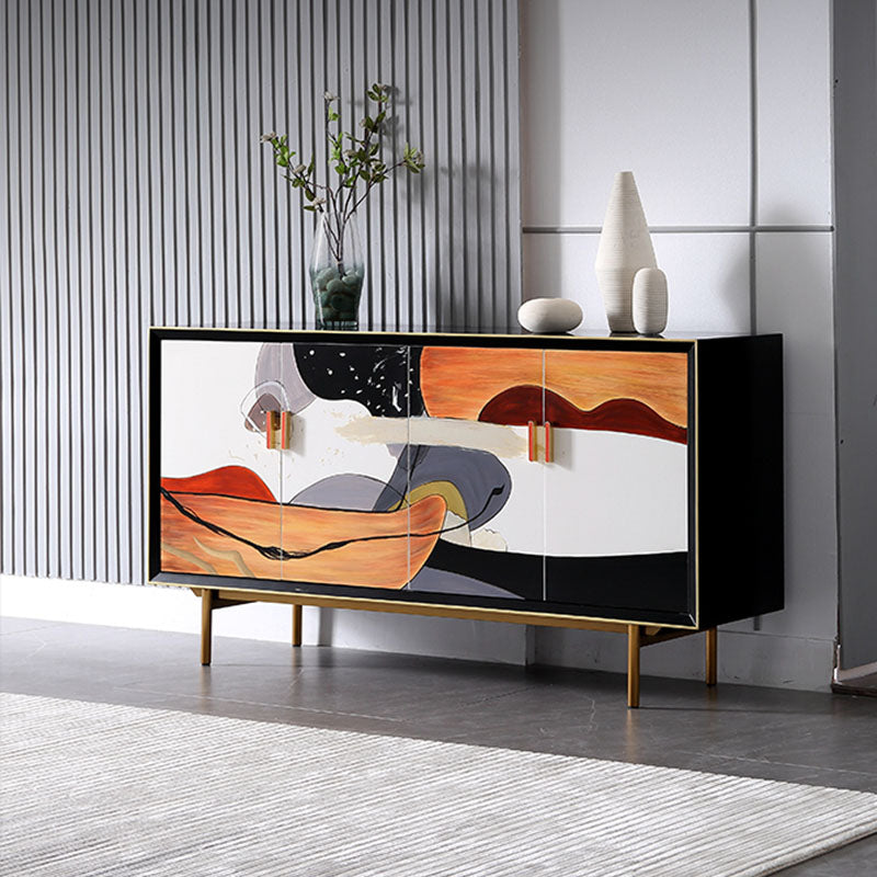 Gabinetes de Glamam Buffet Stand Oak Acabado de acabado con puertas