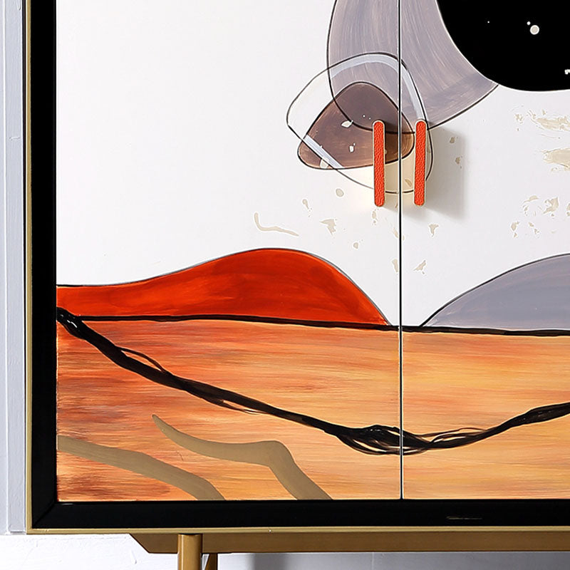 Gabinetes de Glamam Buffet Stand Oak Acabado de acabado con puertas