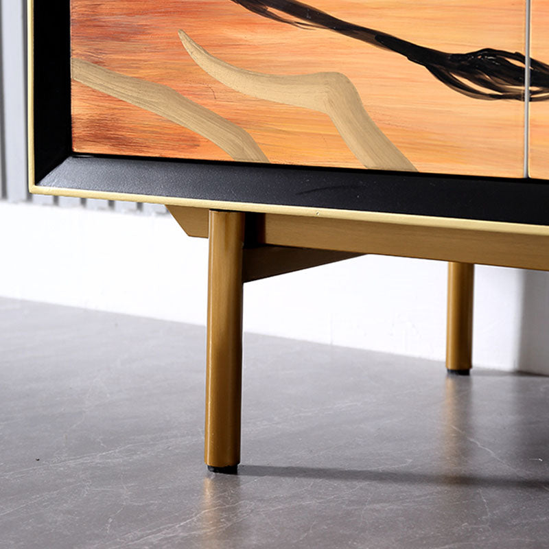 Gabinetes de Glamam Buffet Stand Oak Acabado de acabado con puertas