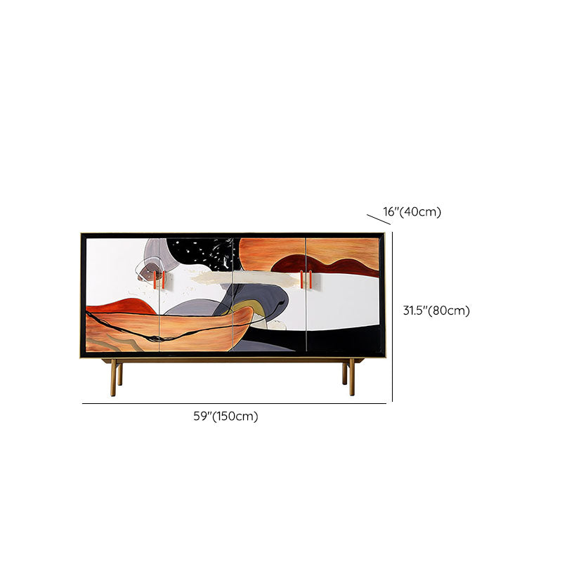 Gabinetes de Glamam Buffet Stand Oak Acabado de acabado con puertas