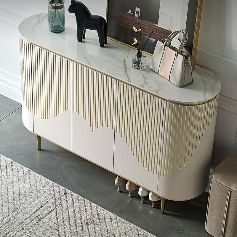 Mesa de piedra de mesa de buffet de estilo glamorante con puertas para el comedor