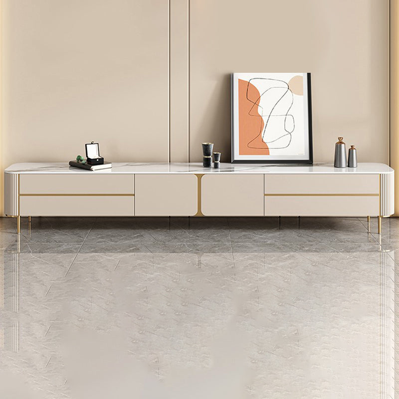 Glam Media Console Stone Media Console TV Stand with Drawers 87"L x 16"W x 18"H Clearhalo 'furn' 'furn_tv_stands_entertainment_centers' 'Furniture' 'Living Room Furniture' 'TV Stands & Entertainment Centers' 'TV Stands & Media Storage Furniture' 'tv_stands_entertainment_centers' 7309249