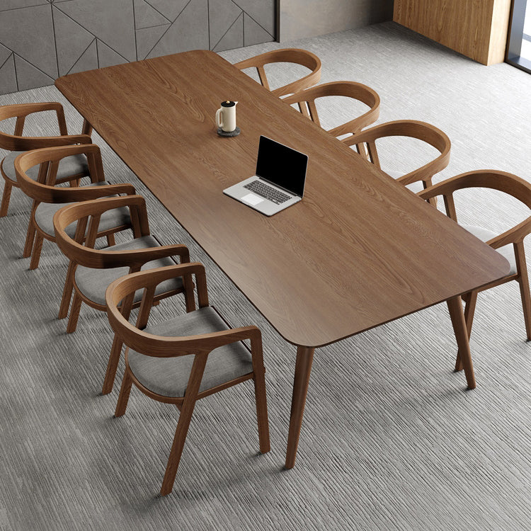 Rectangular Shaped Office Table 4 Legs Conference Table in Brown Clearhalo 'furn' 'furn_office_desk' 'Furniture' 'Office Desks' 'Office Furniture' 'office_desk' 7309329