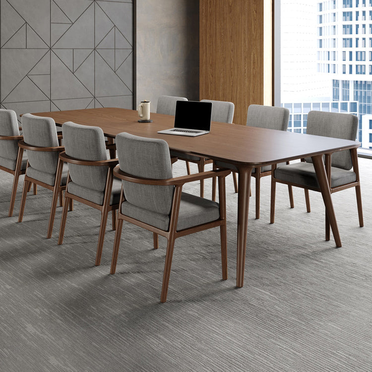 Rectangular Shaped Office Table 4 Legs Conference Table in Brown Clearhalo 'furn' 'furn_office_desk' 'Furniture' 'Office Desks' 'Office Furniture' 'office_desk' 7309331